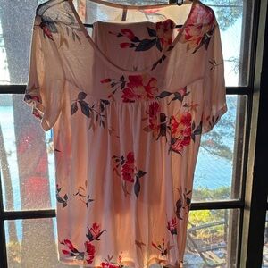 Elegant Floral Women's Pajama Set.Pink and Red